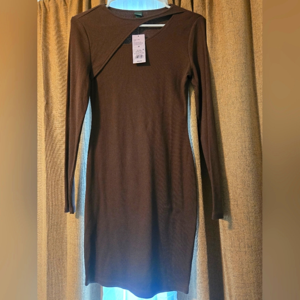 Brown mid body dress